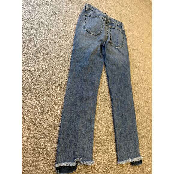 JUSTBLACK Female Light Dark Wash Denim Jeans Size 24 Raw Hem Straight Leg - Picture 14 of 16